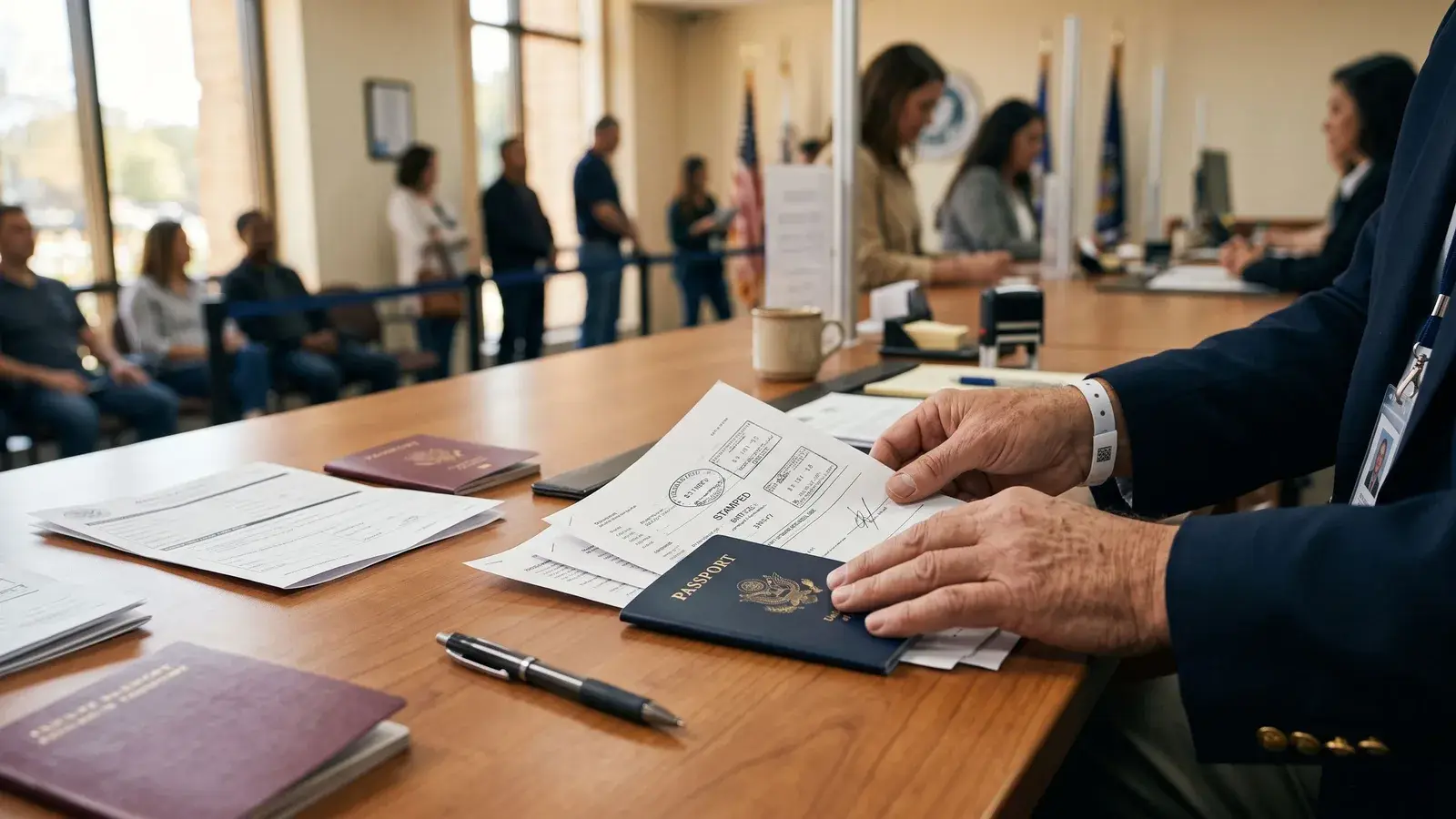 Dokumenty i paszport przygotowane do wniosku wizowego. Ilustracja do tematu: Emirates ID, czym jest i jak działa biometria.