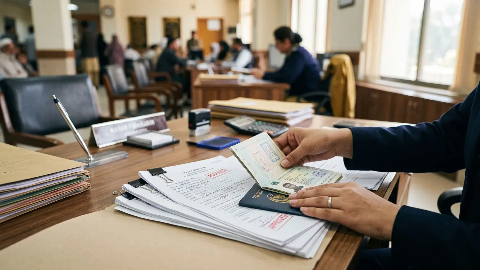 Dokumenty i paszport przygotowane do wniosku wizowego. Ilustracja do tematu: Odrzucenie wniosku o Złotą Wizę, powody i jak uniknąć.